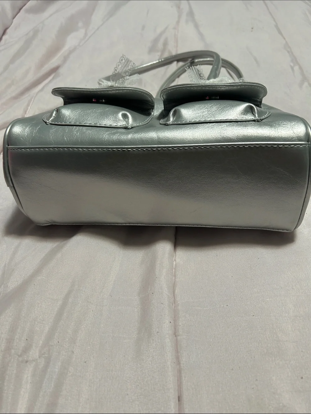 Classic Silver Dome Satchel Handbag NWOT